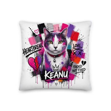 Neon Heartbreak Enso Premium Pillow | Art Throw Pillow | Keanu Organics