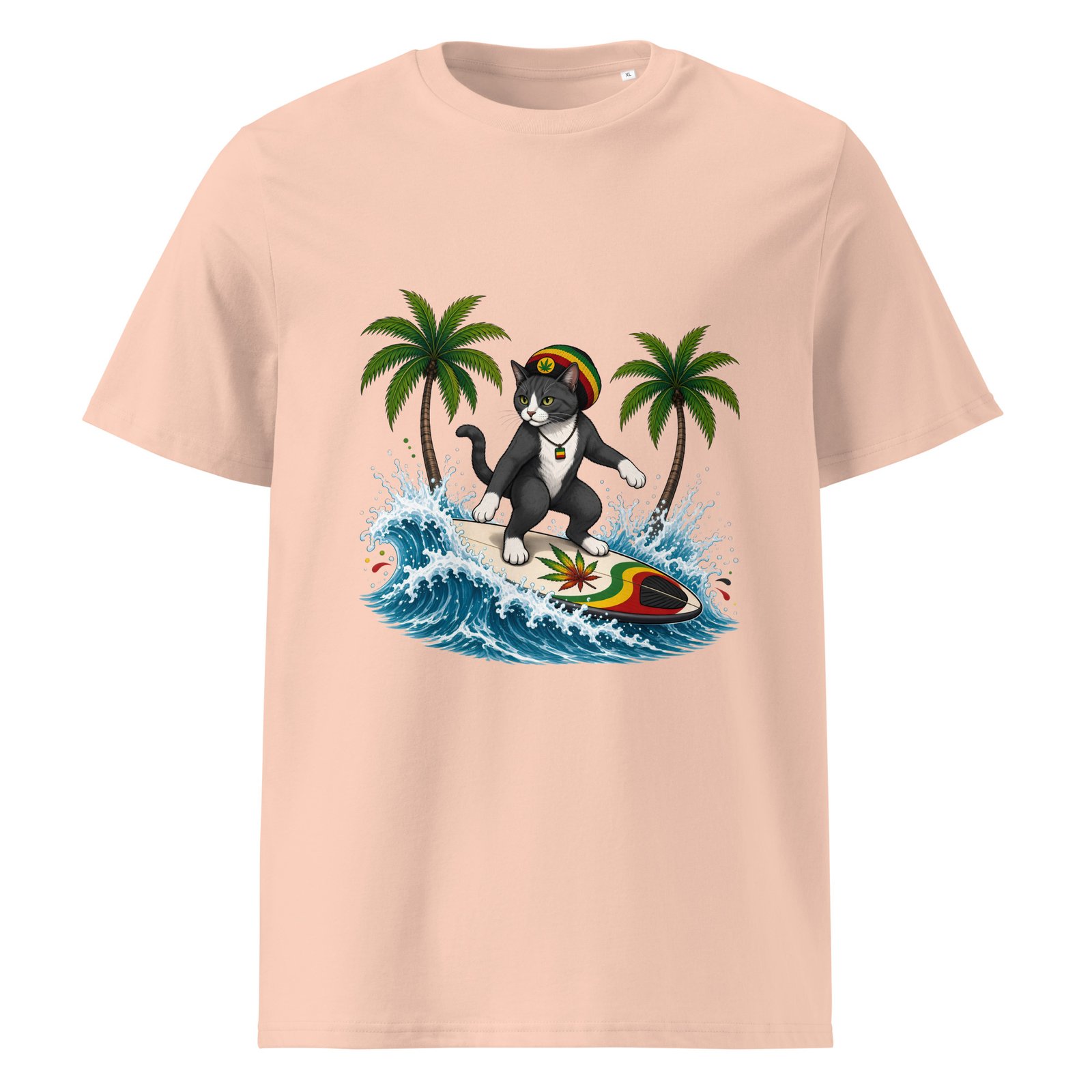 Keanu's Rasta Ride Organic Tee — fraiche peche front