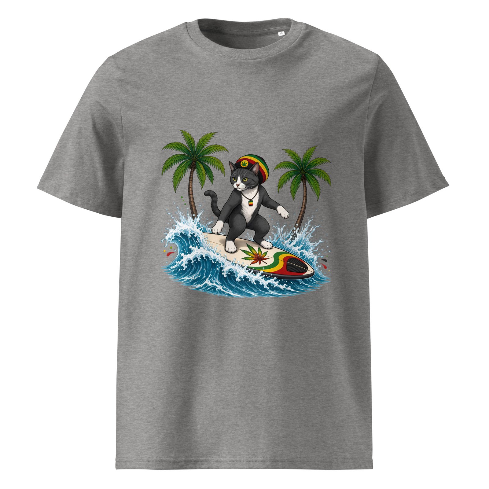 Keanu's Rasta Ride Organic Tee — heather grey front