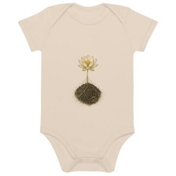 Lotus Paw Baby Bodysuit — organic natural front
