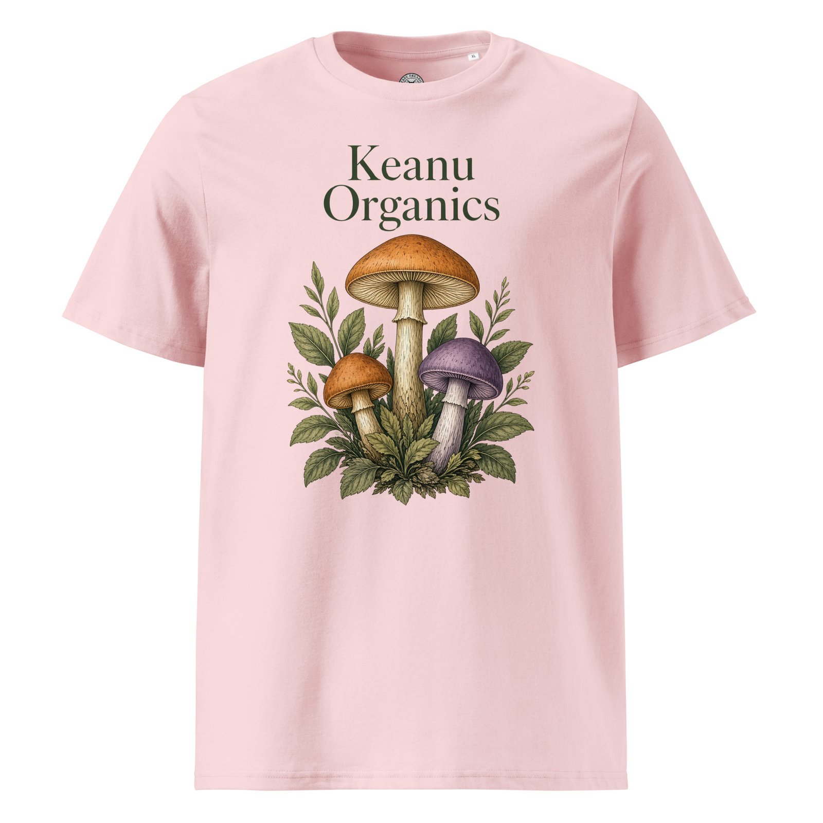 Mystic Mycelium Cotton Organic Mushroom Tee — cotton pink front