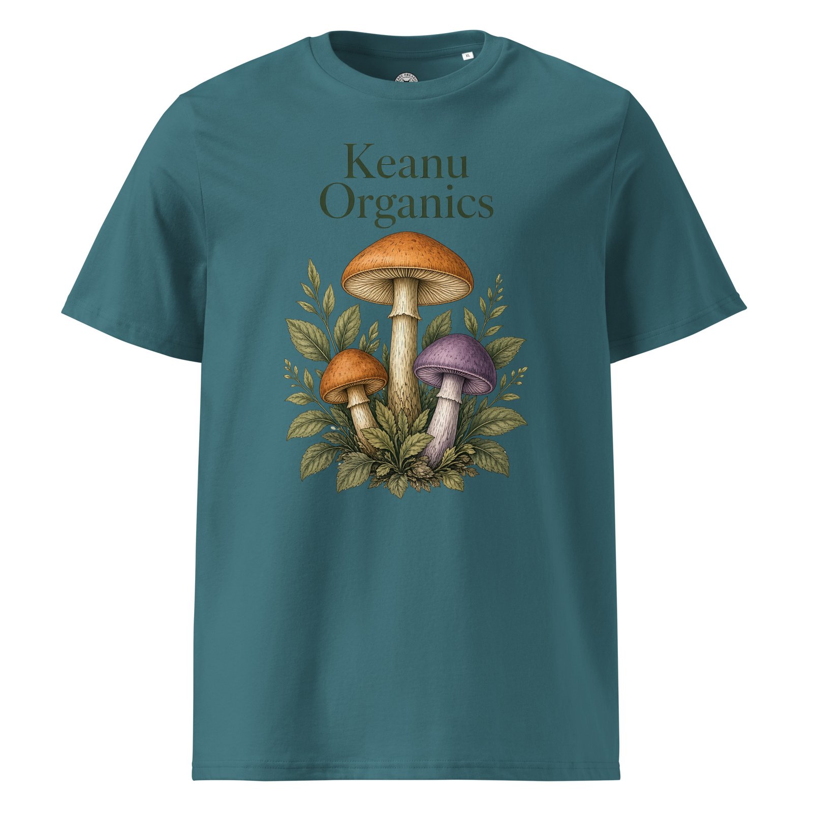 Mystic Mycelium Cotton Organic Mushroom Tee — stargazer front