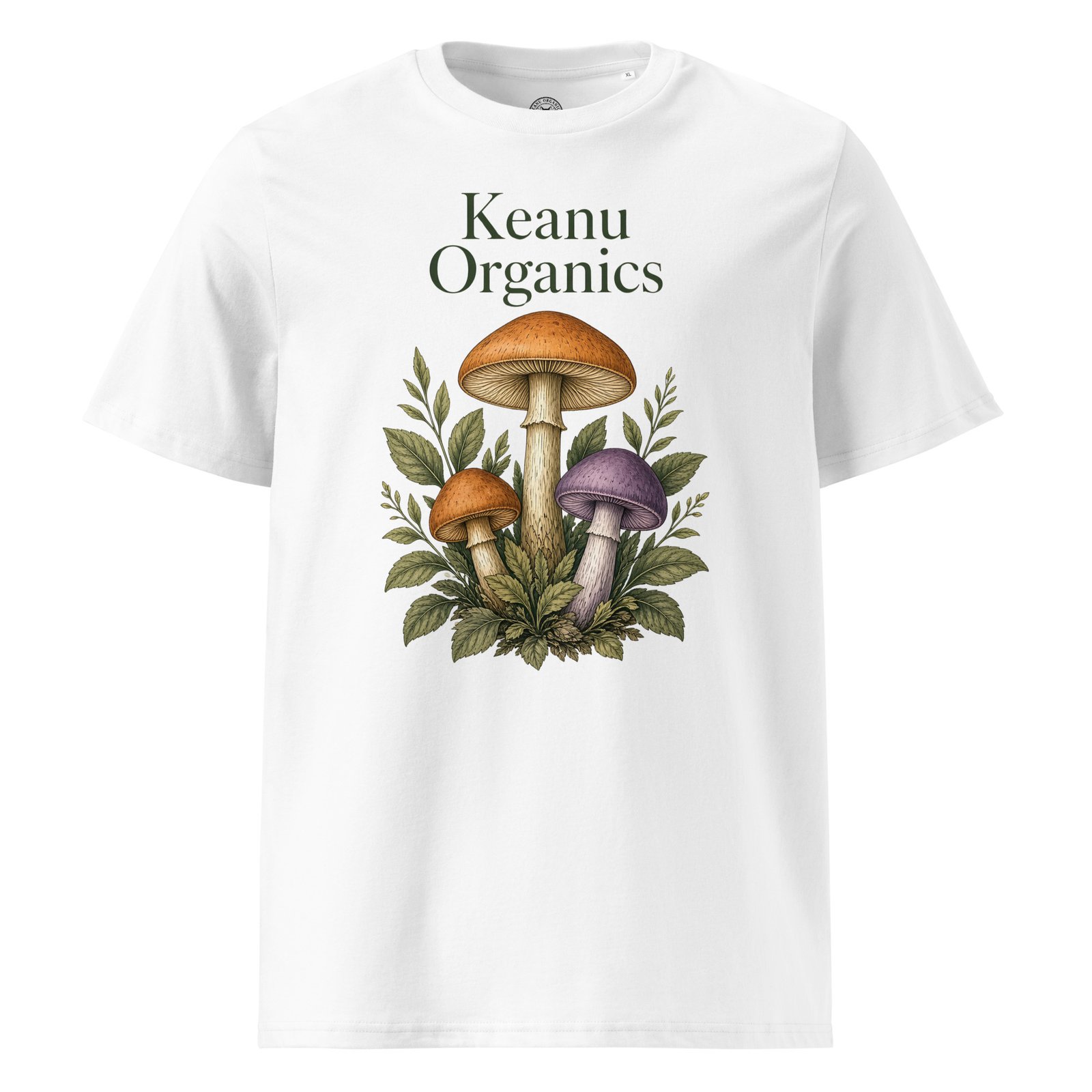 Mystic Mycelium Cotton Organic Mushroom Tee — white front