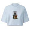 Noble Cat Garment-Dyed Cropped Tee — light washed denim front