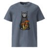 Noble Cat Organic Cotton Tee — dark heather blue front