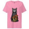Noble Cat Women's Organic Ribbed Neck Tee — bubble pink front