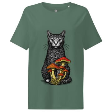 Noble Cat Women's Organic Ribbed Neck Tee — green bay front