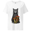 Noble Cat Women's Organic Ribbed Neck Tee — white front