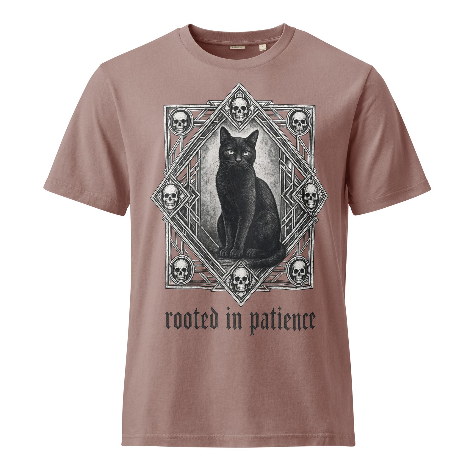 Patience & Poison Vintage Black Cat T-shirt — kaffa coffee front