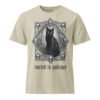 Patience & Poison Vintage Black Cat T-shirt — stone front