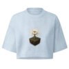 Rooted Lotus Garment-Dyed Cropped Tee — light washed denim front
