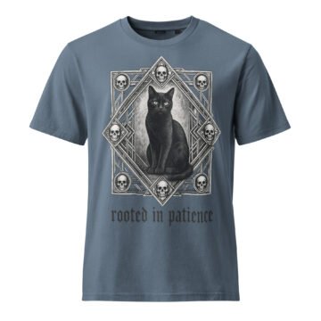 Patience & Poison Vintage Tee | Garment-Dyed Black Cat Mandala T-Shirt – Keanu Organics