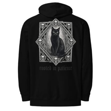 Patience and Poison Hoodie | Gothic Black Cat Skull Mandala Unisex Hoodie – Keanu Organics
