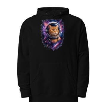 Puddy's Odyssey Midweight Hoodie | Psychedelic Astronaut Cat | Keanu Organics