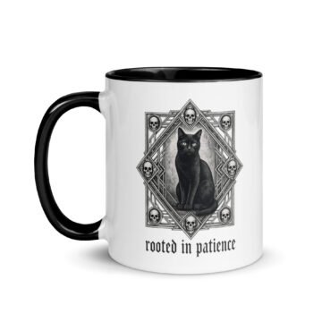 Patience & Poison Color-Pop Mug | Gothic Black Cat Design | Keanu Organics