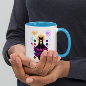 Lotus Mind Color-Pop Mug | Meditation Cat Ceramic Mug | Keanu Organics