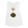 Lotus Paw ladies muscle tank with lotus flower and hidden paw print roots design