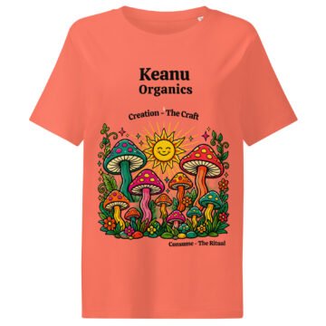 Keanu Garden Ribbed Neck Tee | Women's Organic Cotton Mushroom Art Shirt | Keanu Organics