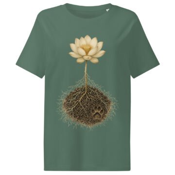 Lotus Paw Ribbed Neck Tee | Women's Organic Cotton Cat Lover Tee | Keanu Organics