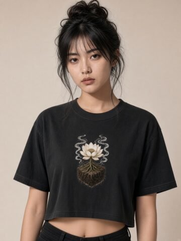 Rooted Lotus Crop Tee image 1