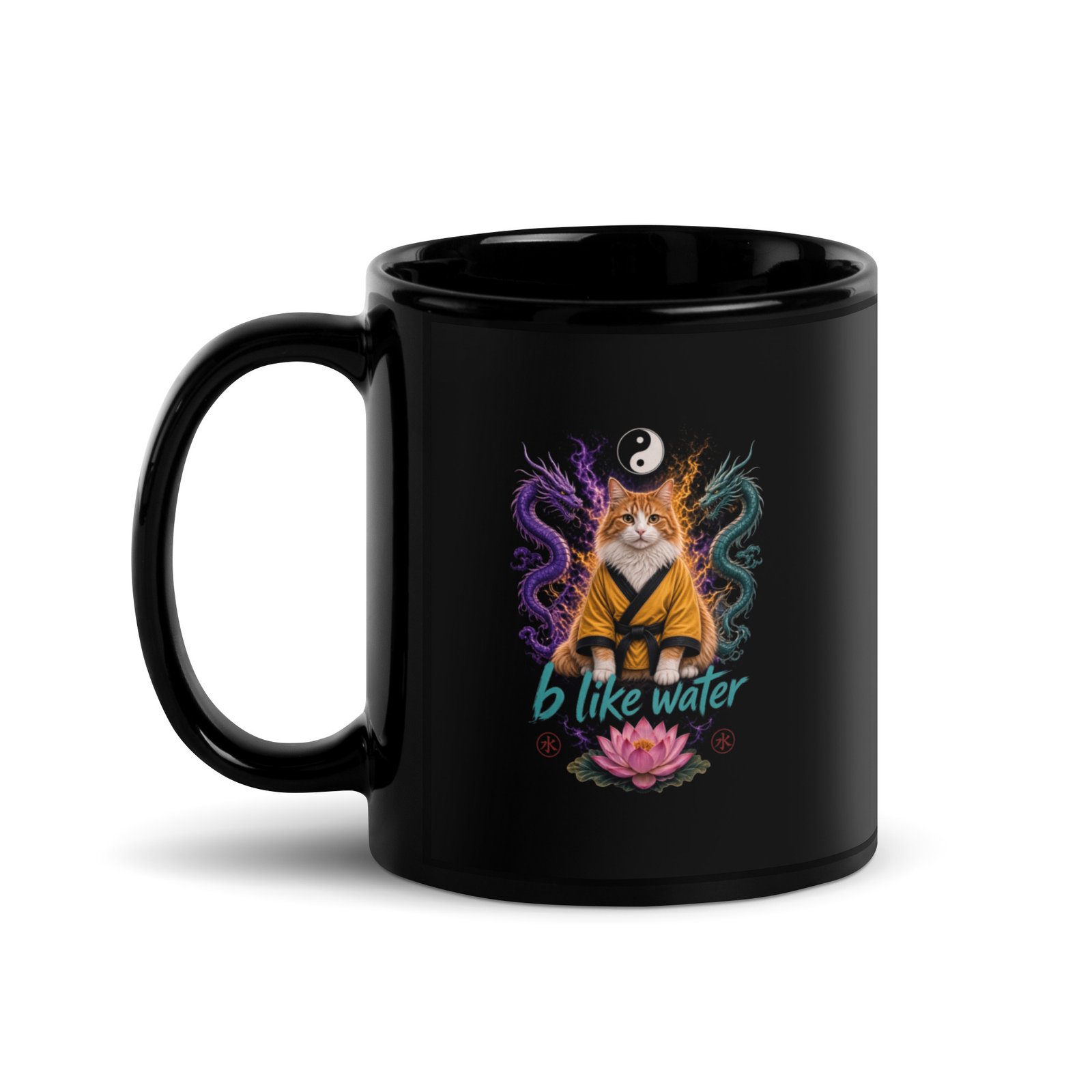 B Like Water Puddy Edition Mug — black 11 oz left | Keanu Organics