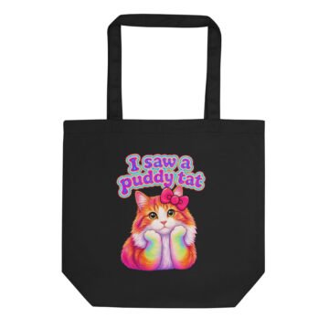 Puddy Tat Organic Cotton Tote — black front | Keanu Organics