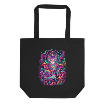 Mushroom Guardian organic cotton tote front black