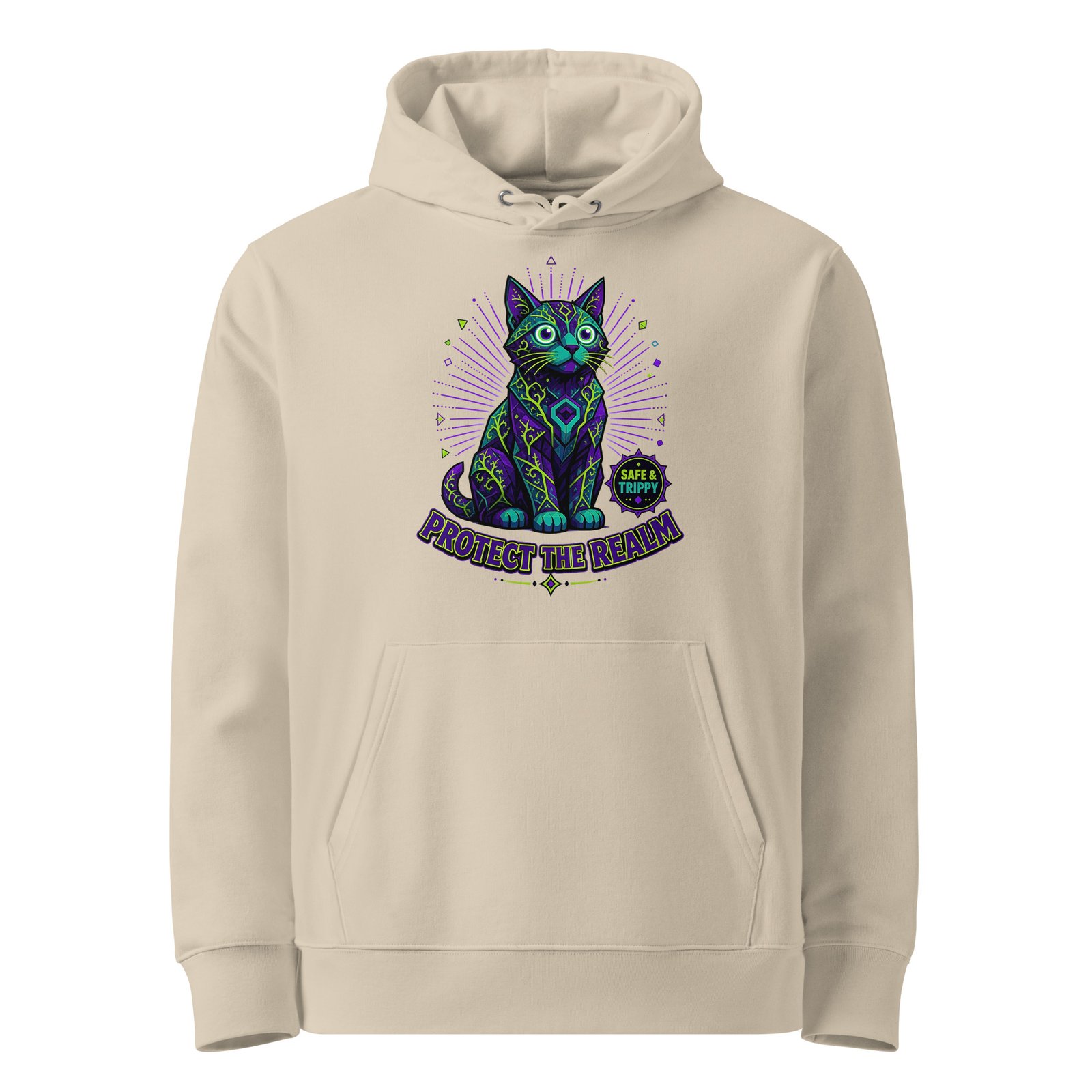 Realm Guardian Essential Organic Hoodie — desert dust front