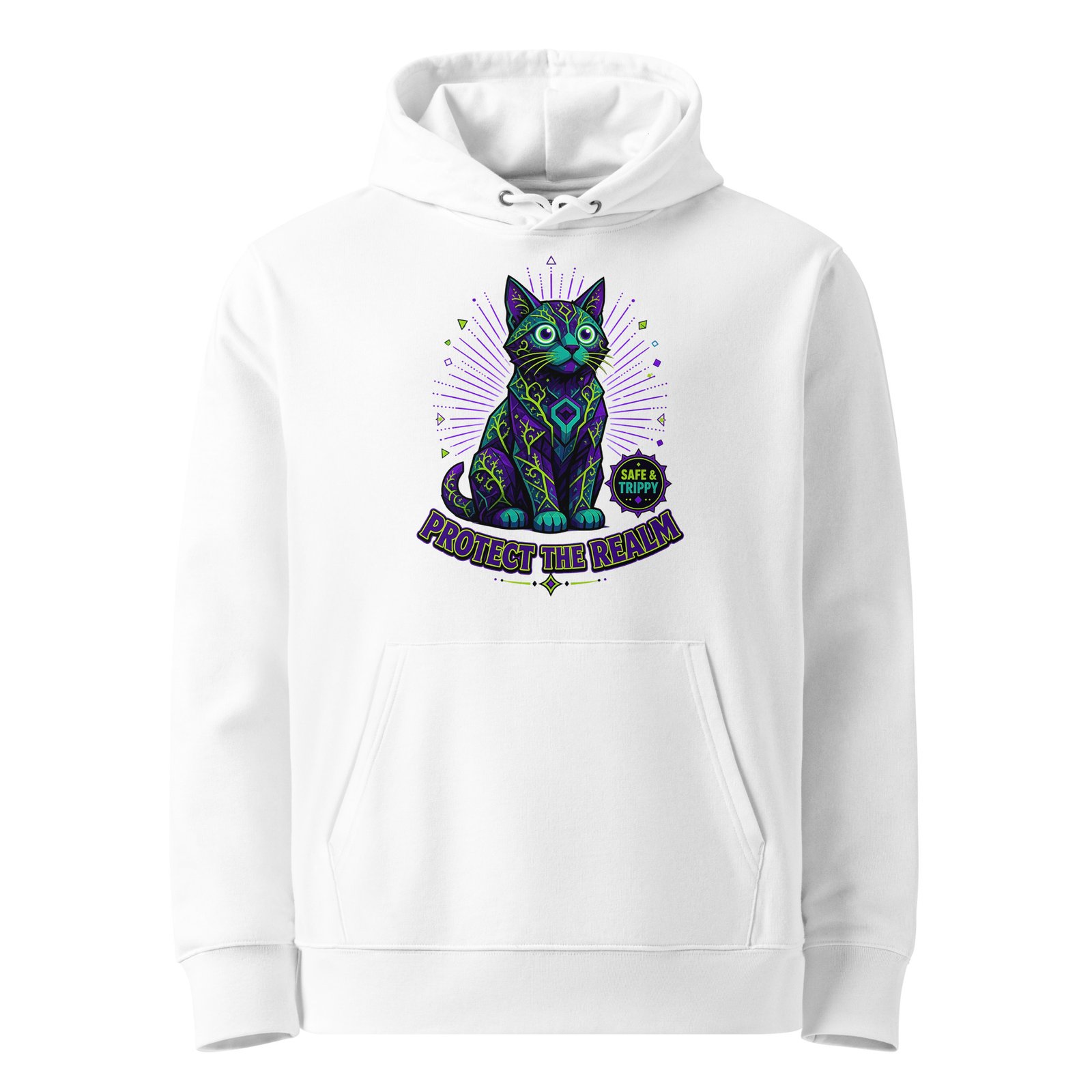 Realm Guardian Essential Organic Hoodie — white front