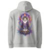 Prismatic Awakening — Heavyweight Organic Fleece Cruiser Cosmic Cat Hoodie — Heather Grey — back
