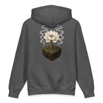 Rooted Lotus Heavyweight Hoodie charcoal solid back