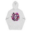 Neon Heartbreak — Cotton-Face Fleece Midweight Psychedelic Cat Hoodie — Grey Heather — back