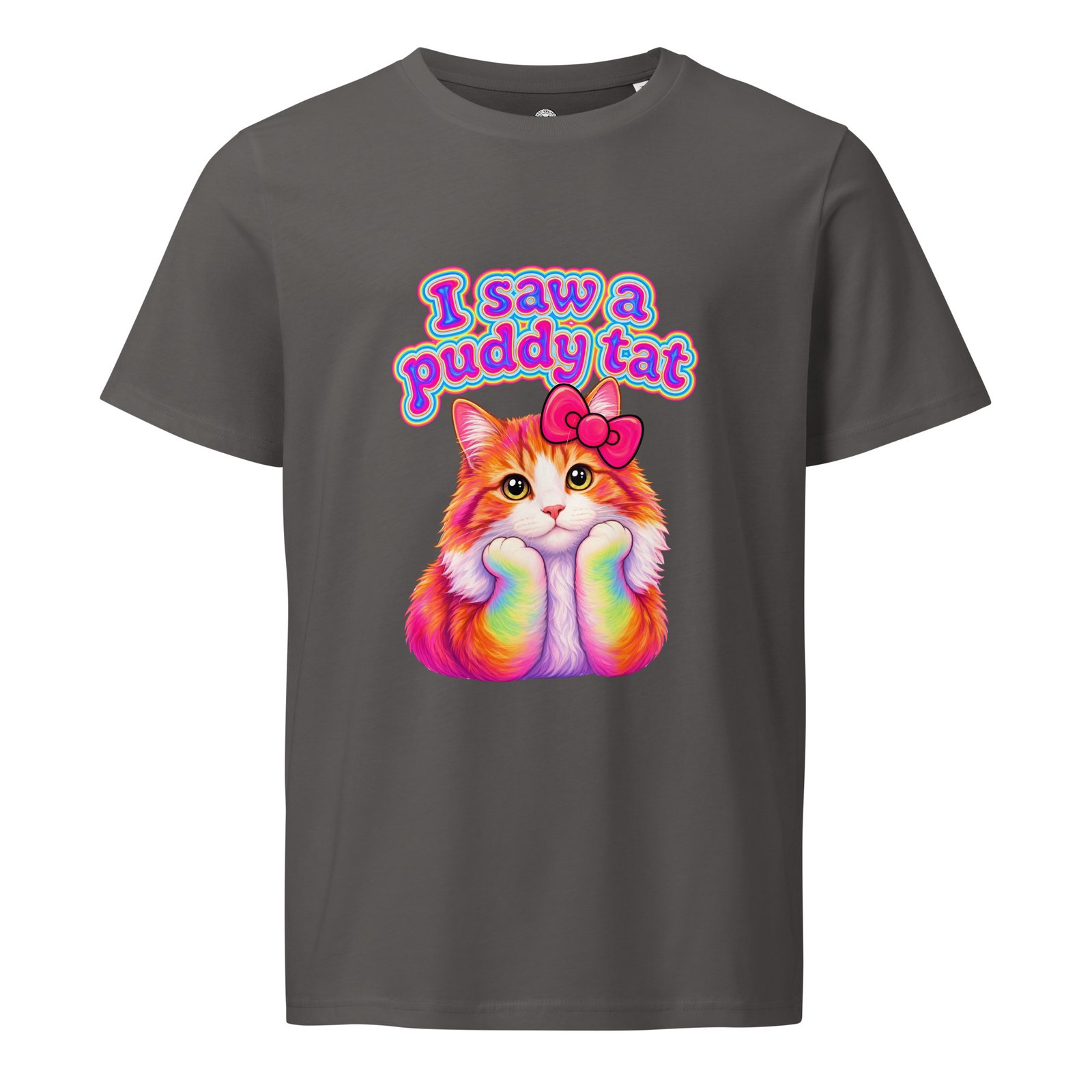 Puddy Tat Mid-Light Tee — anthracite front | Keanu Organics