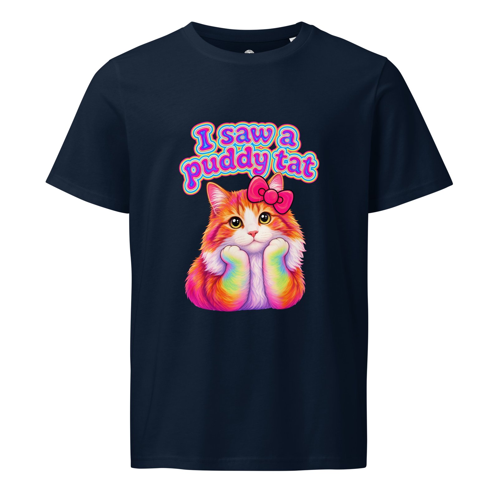 Puddy Tat Mid-Light Tee — french navy front | Keanu Organics