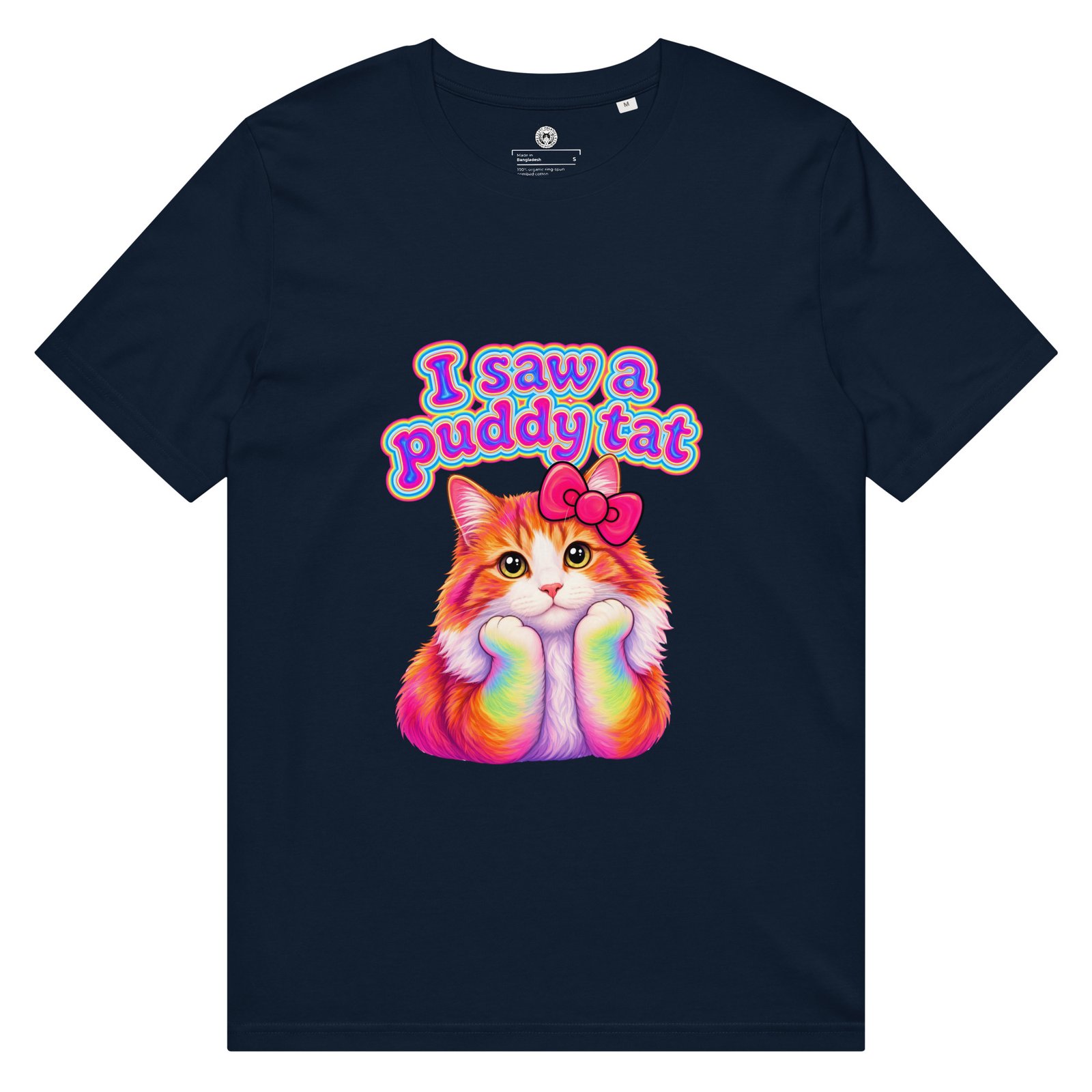 Puddy Tat Mid-Light Tee — french navy front | Keanu Organics
