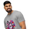 Neon Heartbreak — Organic Cotton Psychedelic Cat Tee — Heather Grey — front