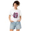 Neon Heartbreak — Organic Cotton Psychedelic Cat Tee — White — front