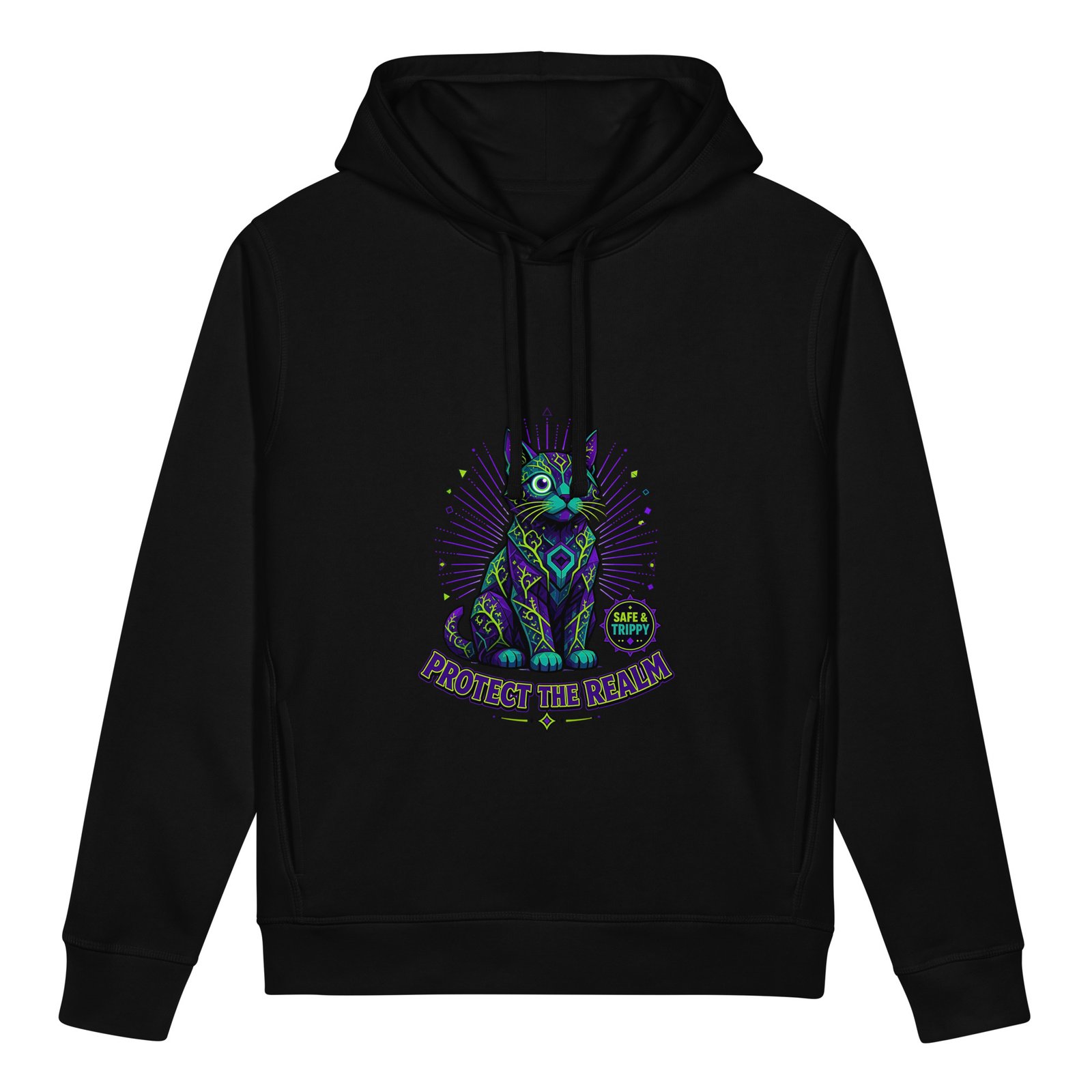 Realm Guardian / Hypnotic unisex organic side pocket hoodie front black