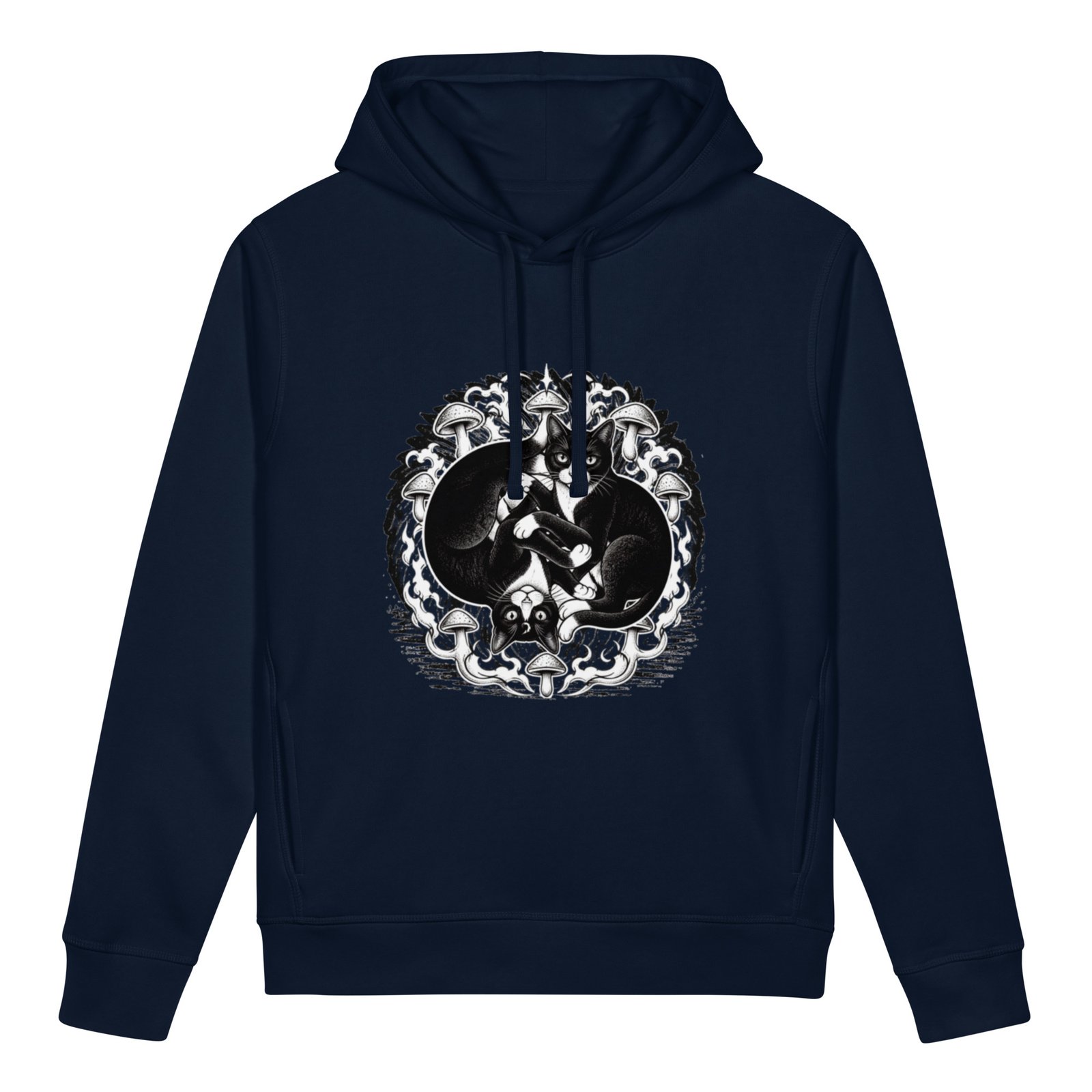 Midnight Curl Side-Pocket Hoodie — french navy front | Keanu Organics