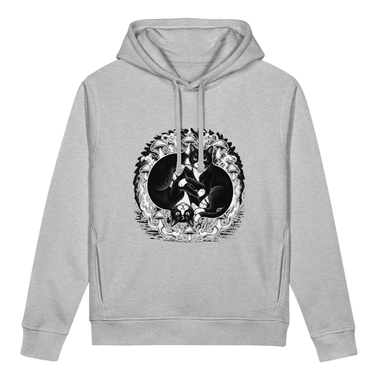 Midnight Curl Side-Pocket Hoodie — heather grey front | Keanu Organics