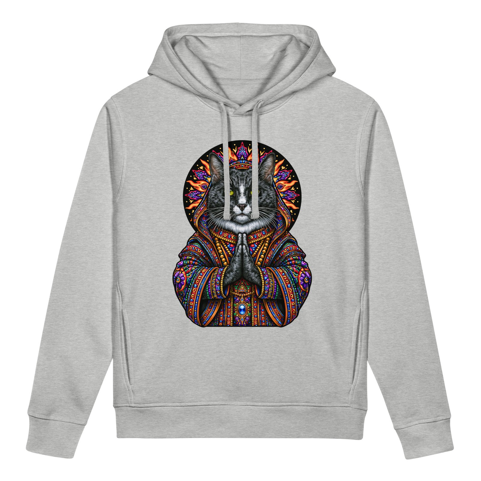 Mahavatar Keanu Blessing unisex organic side pocket hoodie front heather grey