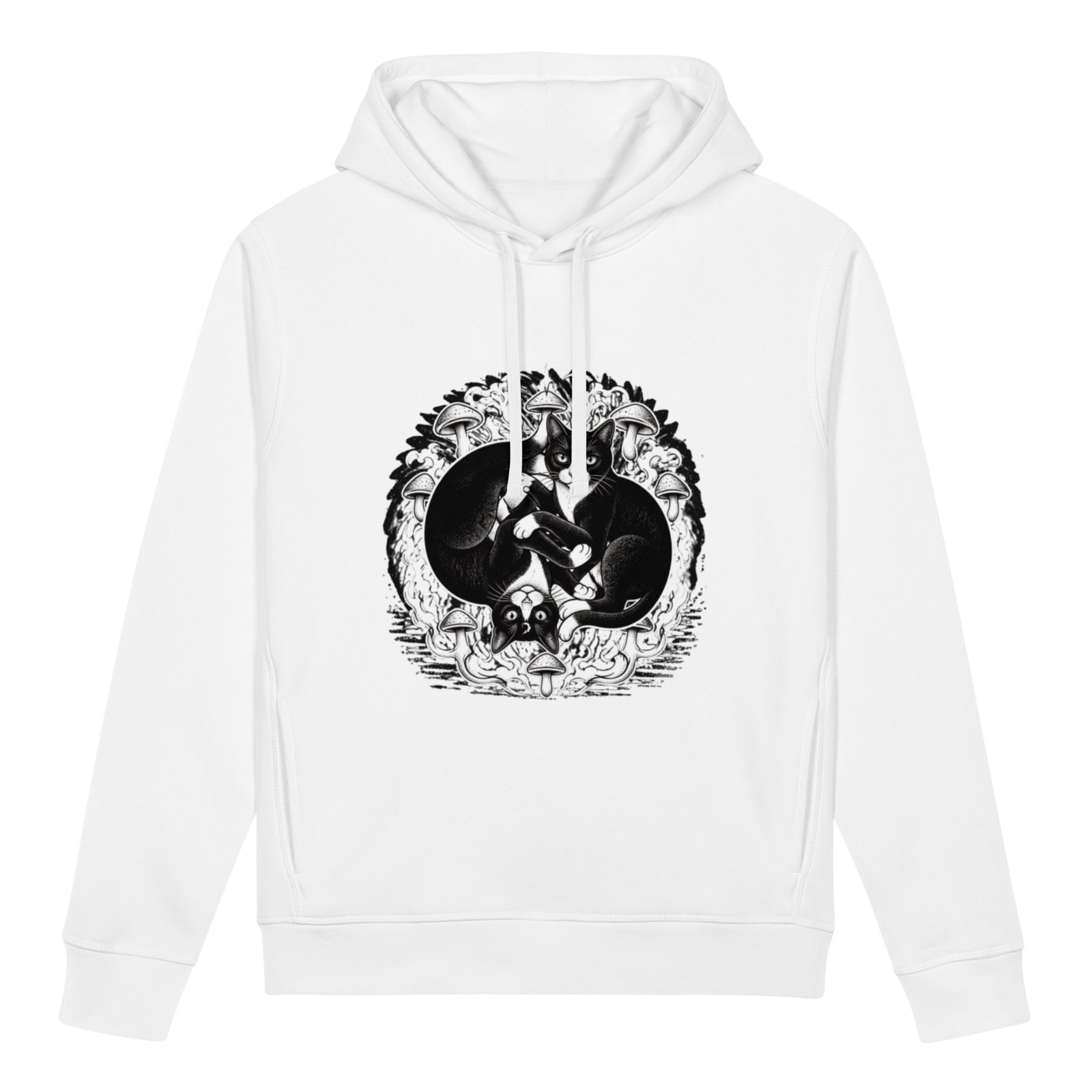 Midnight Curl Side-Pocket Hoodie — white front | Keanu Organics