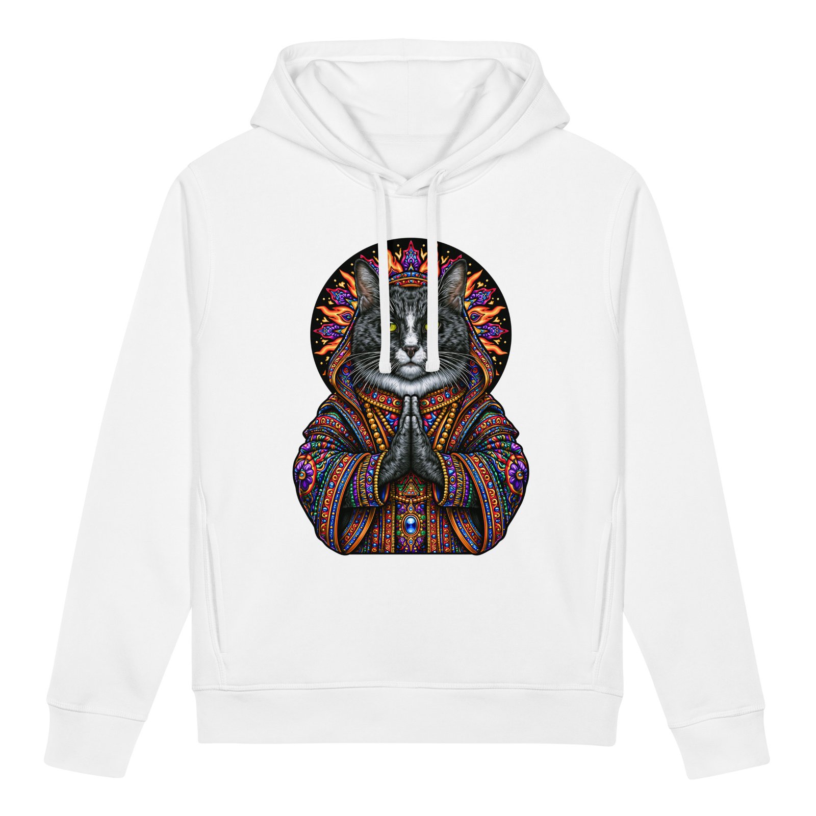 Mahavatar Keanu Blessing unisex organic side pocket hoodie front white