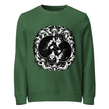 Midnight Curl Organic Sweatshirt — green front | Keanu Organics