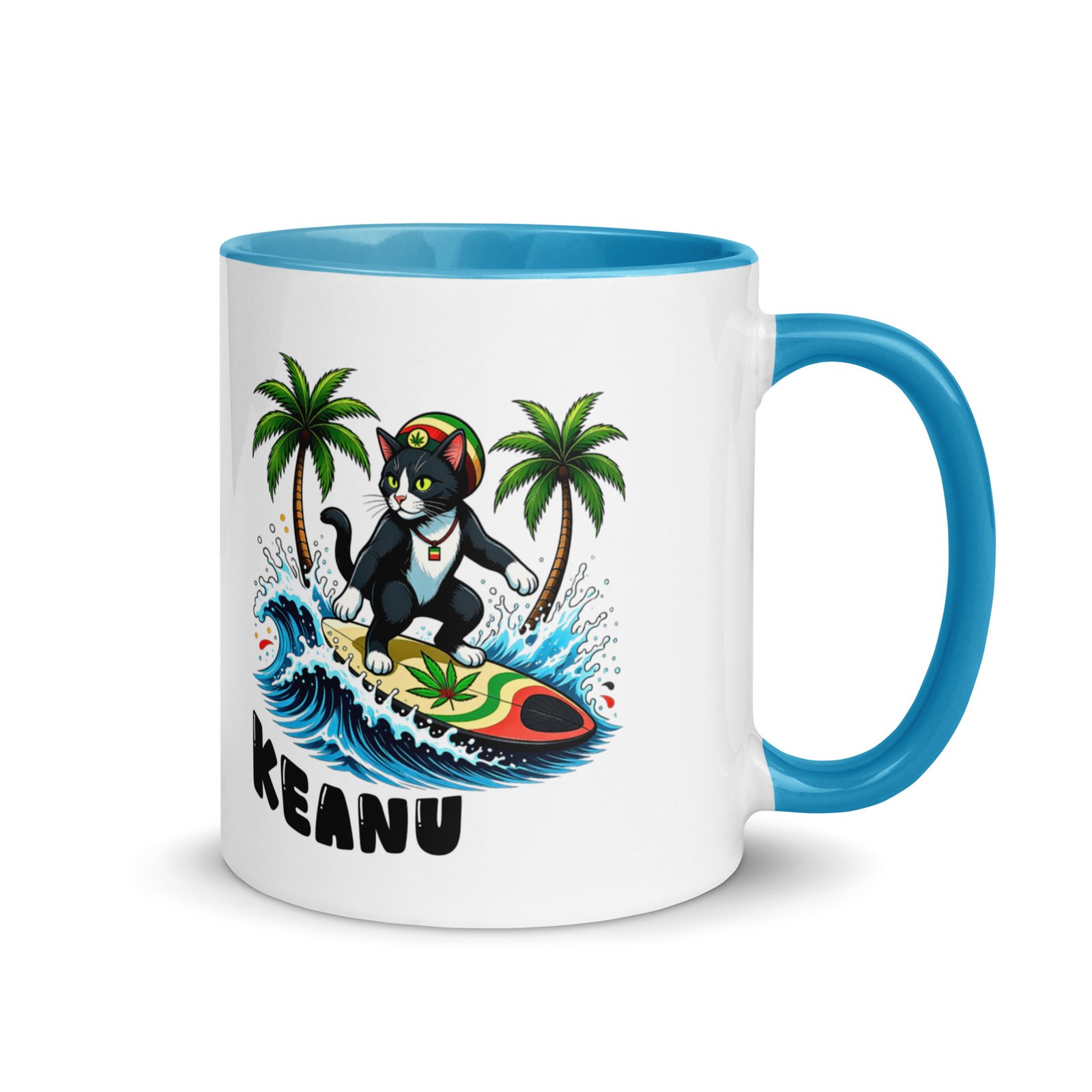 Rasta Waves mug with blue inside right blue 11 oz