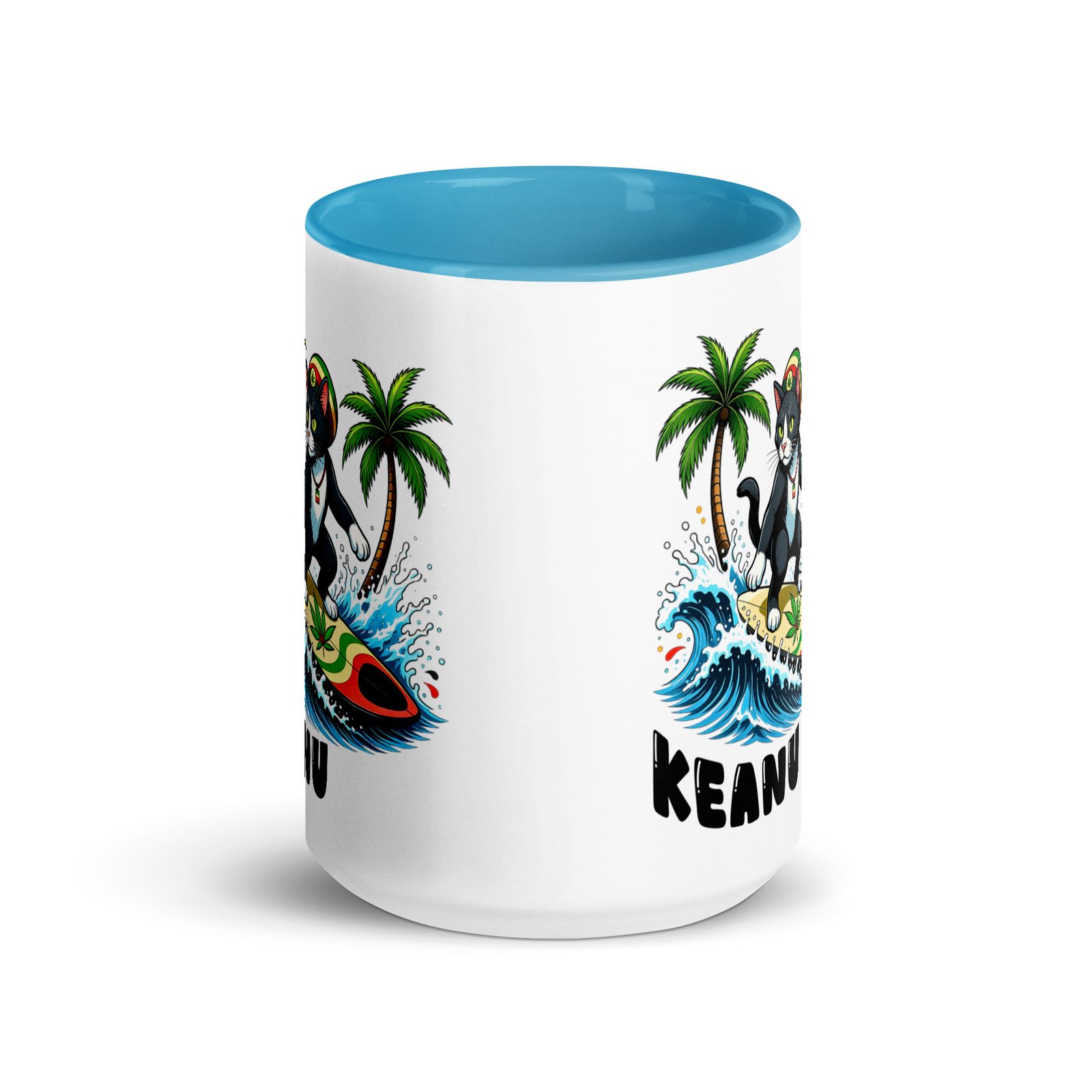 Rasta Waves mug with blue inside front blue 15 oz
