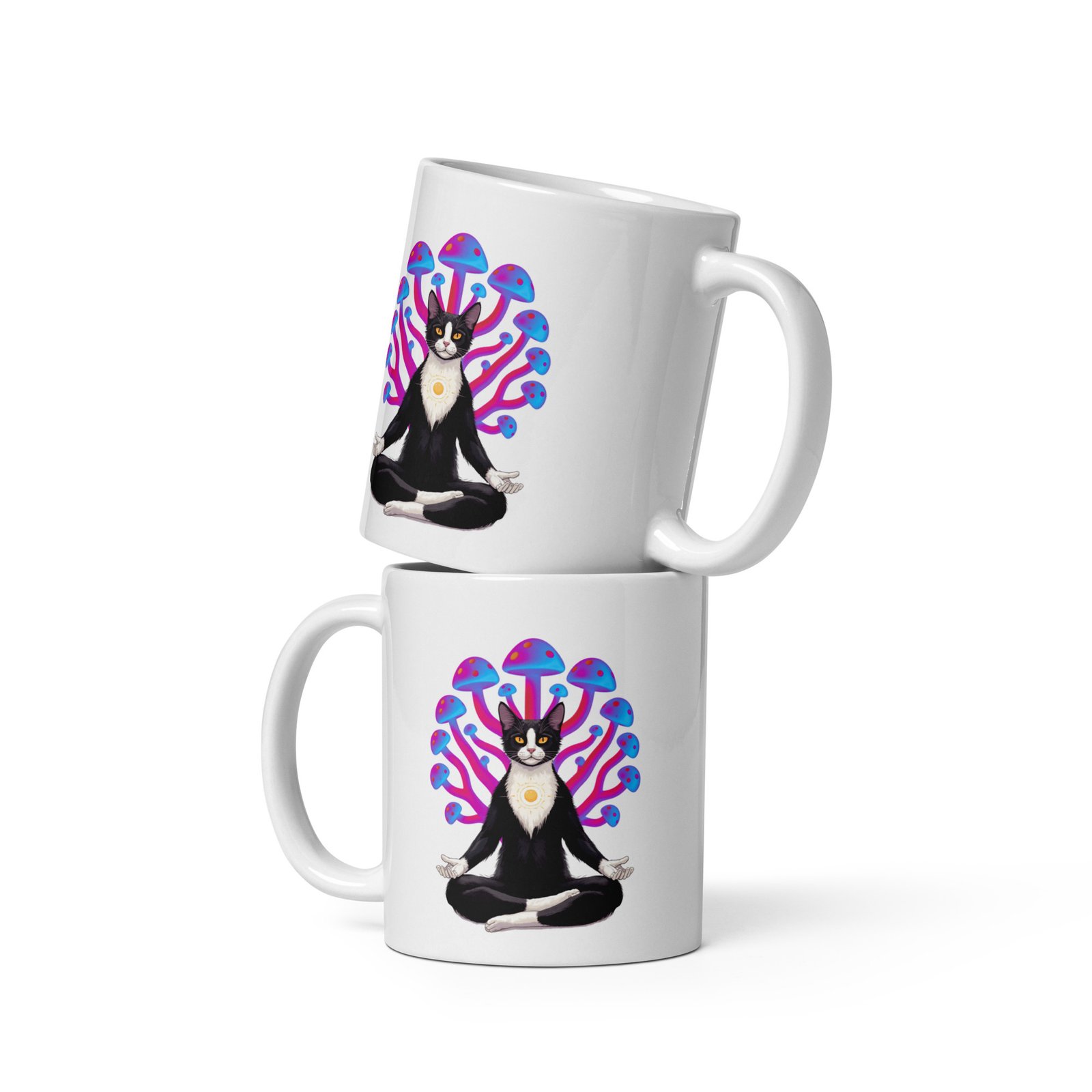 Mushroom Meditation Mug — white 11 oz front view | Keanu Organics