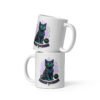 Realm Guardian mug in White, front — original cat art by Keanu Organics