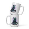 Realm Guardian mug in White, front — original cat art by Keanu Organics
