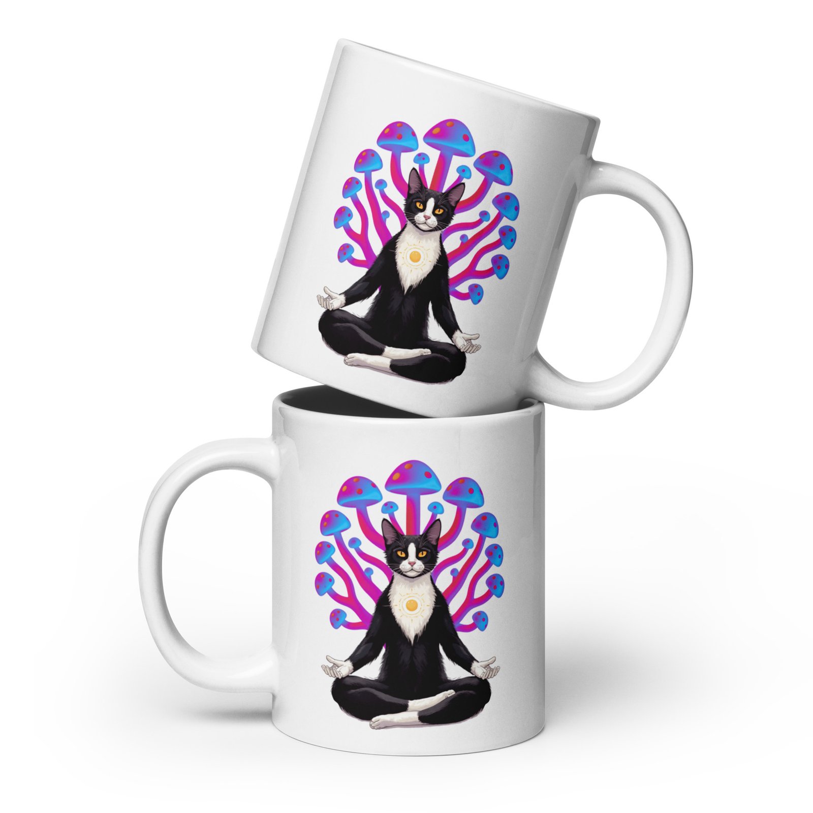 Mushroom Meditation Mug — white 20 oz front view | Keanu Organics